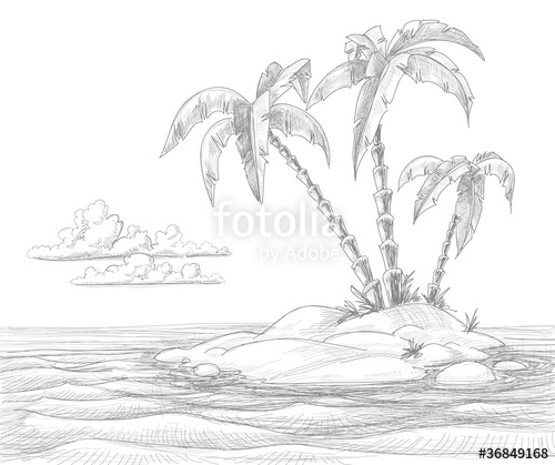 500x419 Tropical Island Vector Sketch Stock Image And Royalty Free Vector