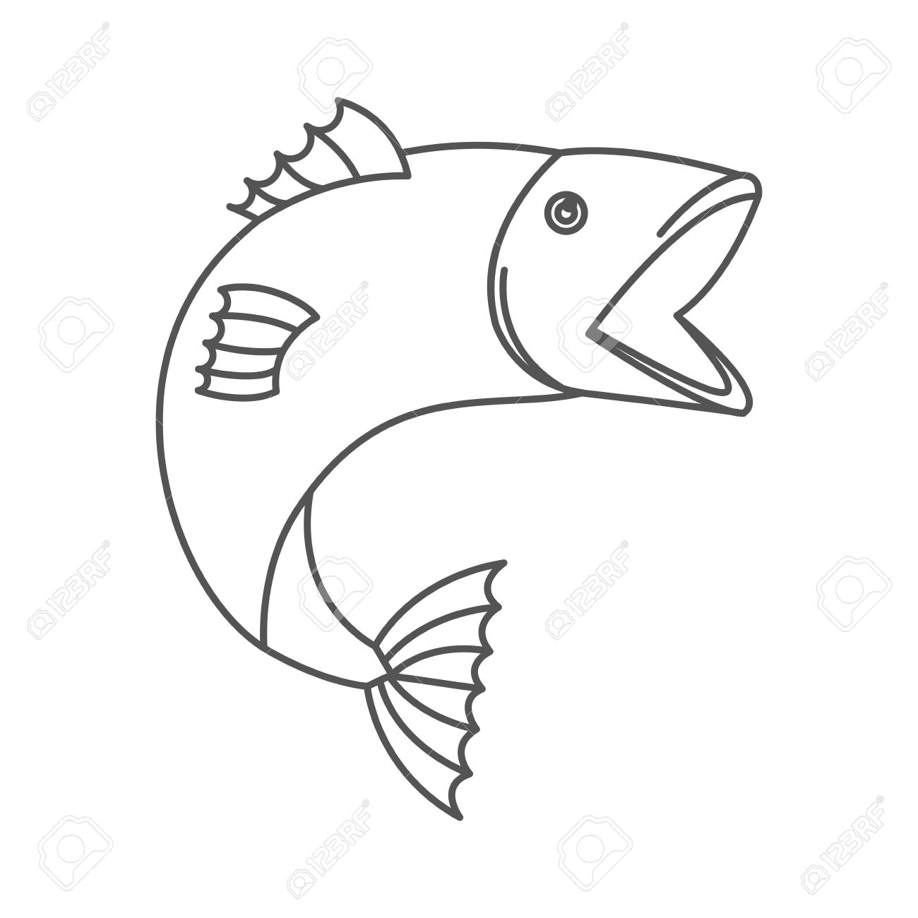 1300x1300 Sketch Silhouette Of Open Mouth Trout Fish Vector Illustration