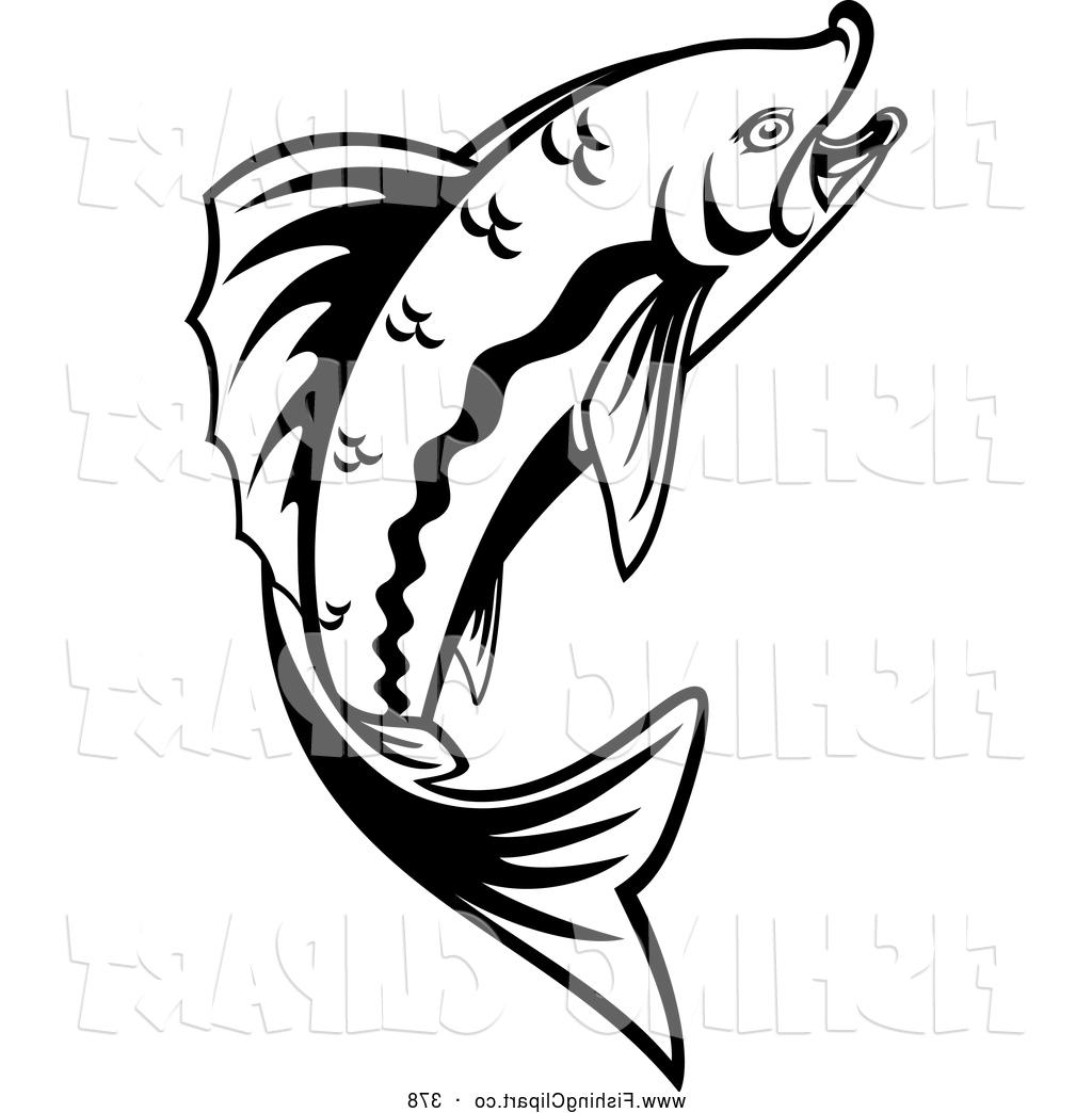 1024x1044 Top Clip Art Of Leaping Black And White Trout By Vector Tradition