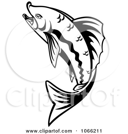 450x470 Clipart Black And White Trout 3