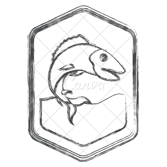 550x550 Diamond Shape Emblem With Trout Fish In The River