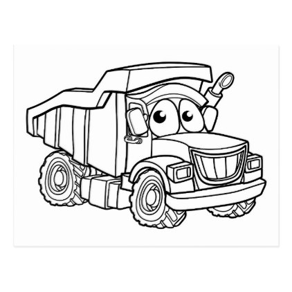 422x422 Cartoon Character Dump Truck Postcard Sketch Design