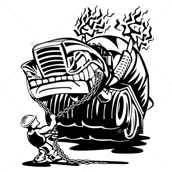 590x590 Cement Mixer Truck With Driver Cartoon By Jeffhobrath Graphicriver