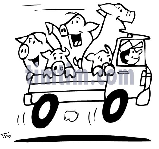 528x493 Free Drawing Of Pig Transport Bw From The Category Farm Animals
