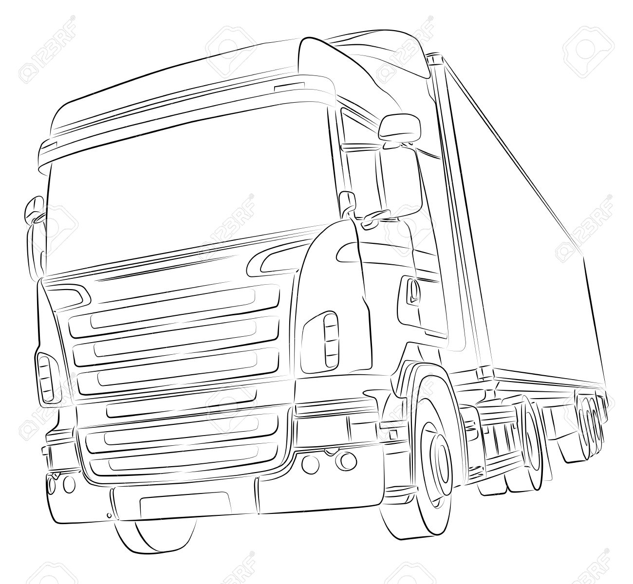 1300x1200 Drawing Of Big Delivery Truck Royalty Free Cliparts, Vectors,