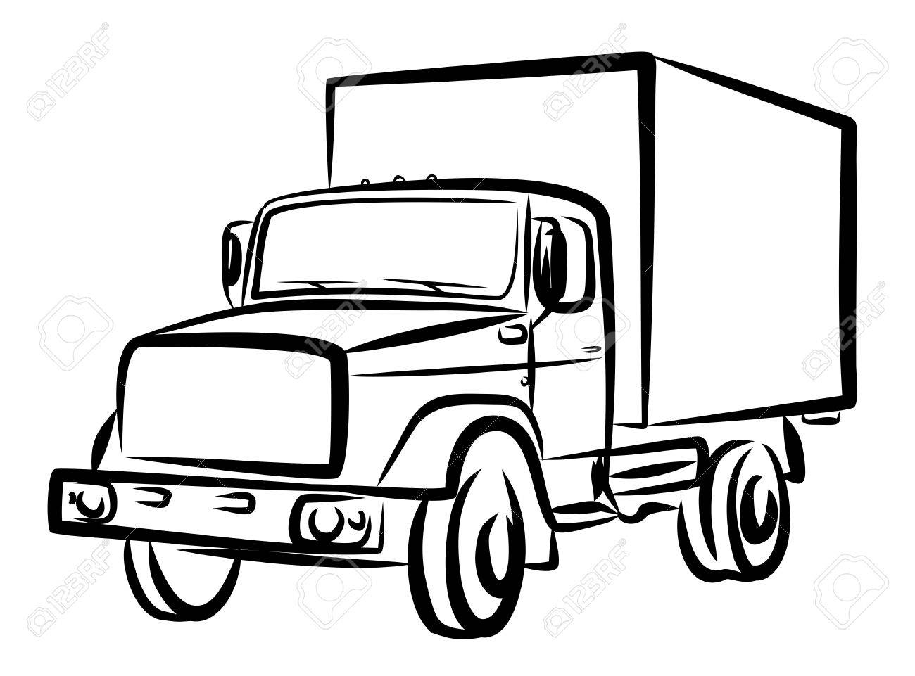 1300x961 Sketch Of Heavy Truck. Royalty Free Cliparts, Vectors, And Stock