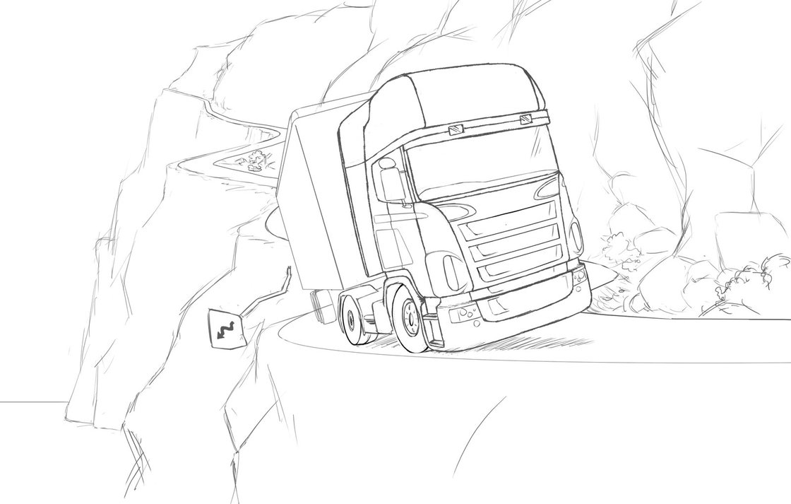1120x713 Euro Truck Sketch By Jessemg