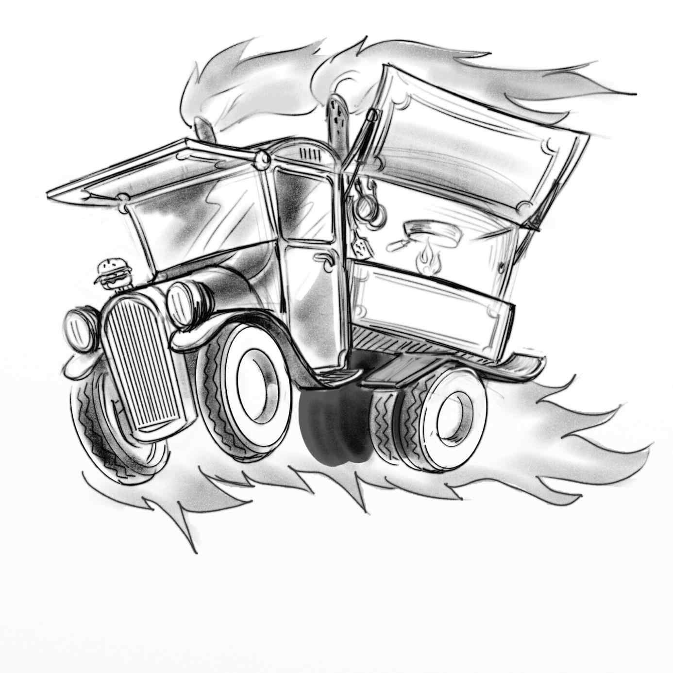 1386x1386 The Images Collection Of Cargo Food Truck Line Drawing Art Free