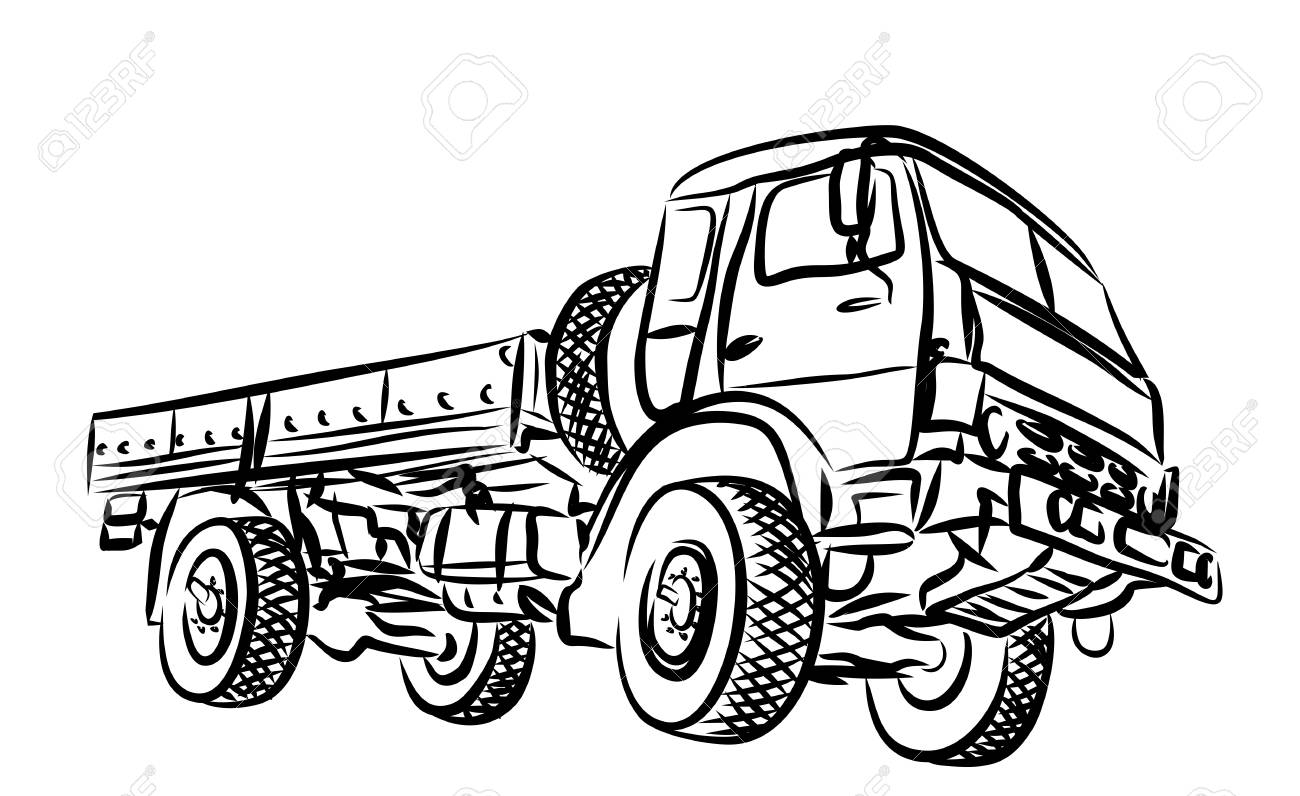 1300x796 Sketch Of Heavy Truck. Stock Photo, Picture And Royalty Free Image