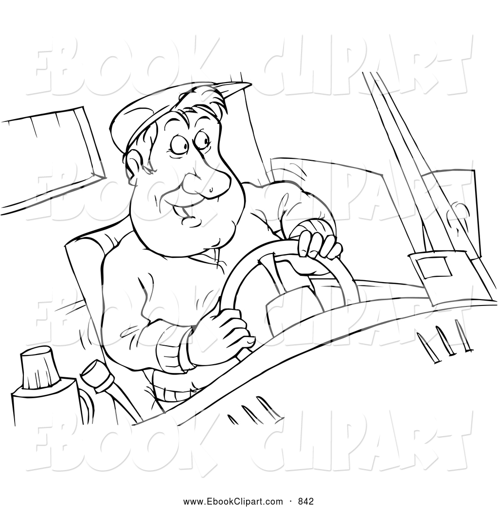 1024x1044 Clip Art Of A Coloring Page Of A Truck Driver Behind The Wheel By