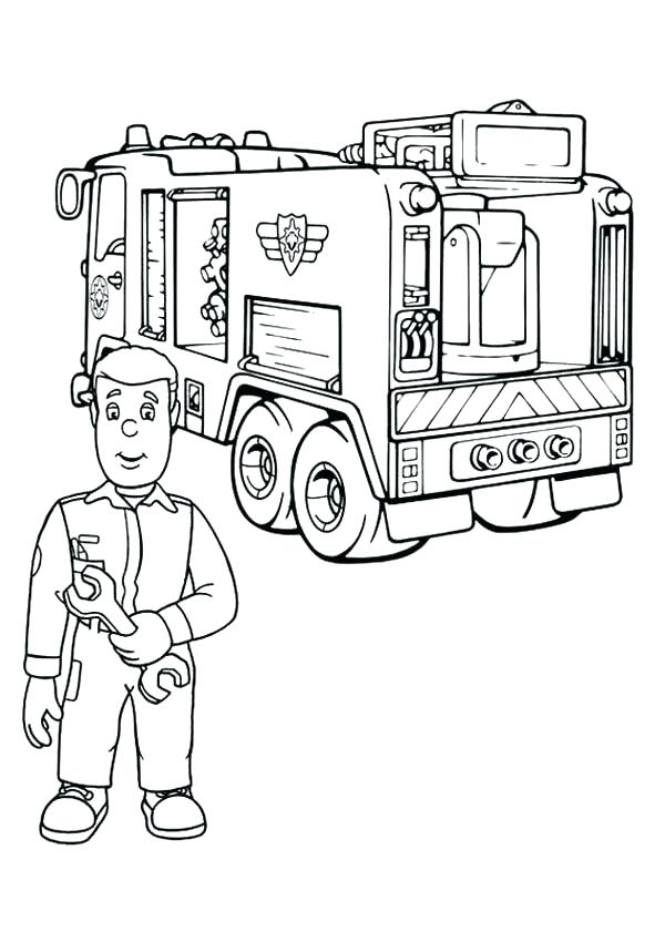 600x841 Coloring Pages Fire Truck Coloring Page Fire Truck Fireman
