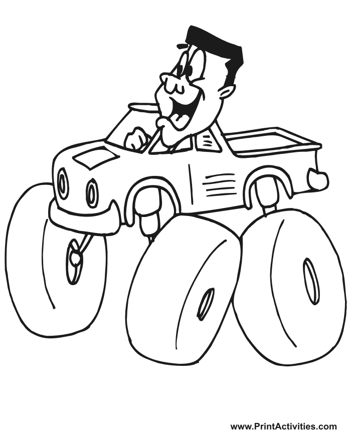 700x864 Monster Truck Coloring Page Free Coloring Sheet Happy Driver