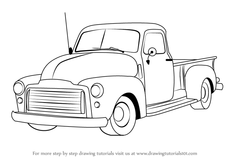 800x566 Learn How To Draw A Gmc Pickup Truck (Trucks) Step By Step