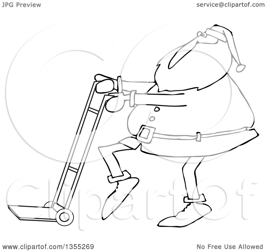 1080x1024 Outline Clipart Of A Cartoon Black And White Christmas Santa Claus