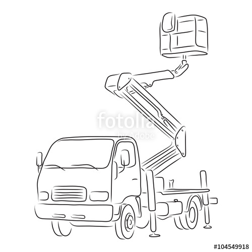500x500 Outline Of Bucket Truck, Vector Illustration Stock Image