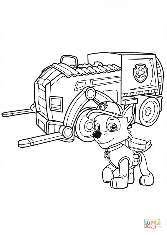 567x794 Paw Patrol Rocky's Recycling Truck Coloring Page Free Printable