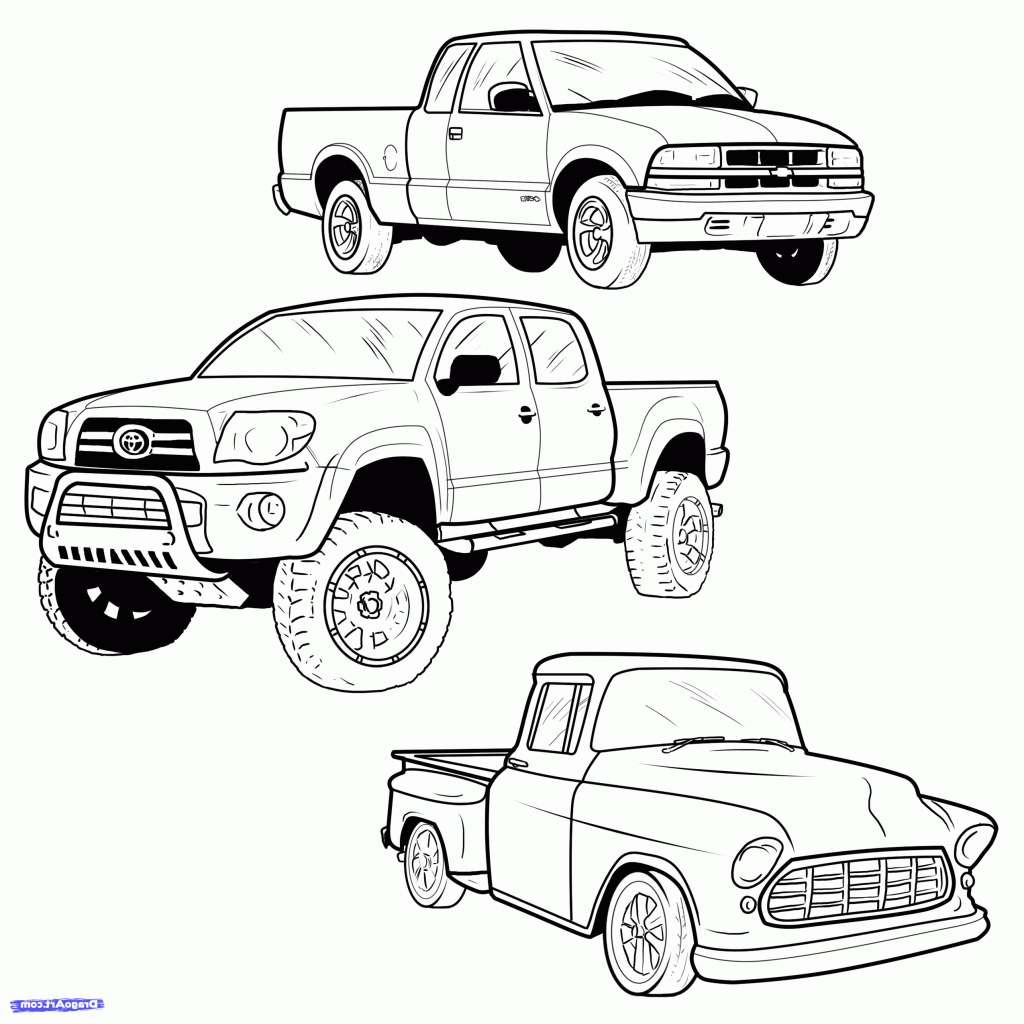 1024x1024 Cartoon Drawings Trucks How To Draw A Pickup Truck Step 1 Cakepins