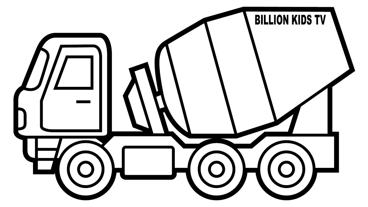 1280x720 Mixer Truck Coloring Pages, Colors For Kids With Construction