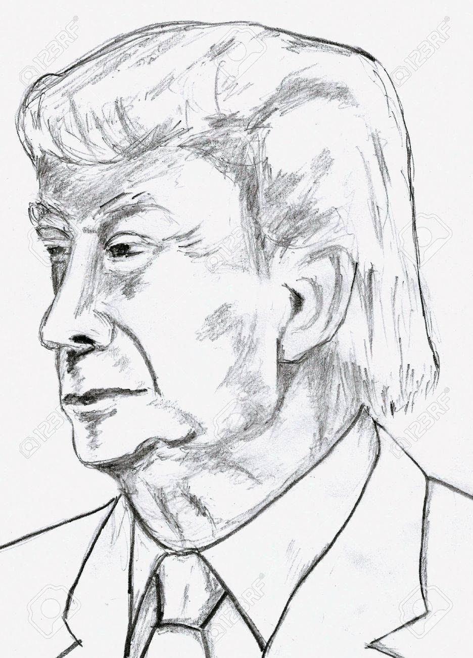 936x1300 Donald Trump Pencil Sketch Stock Photo, Picture And Royalty Free