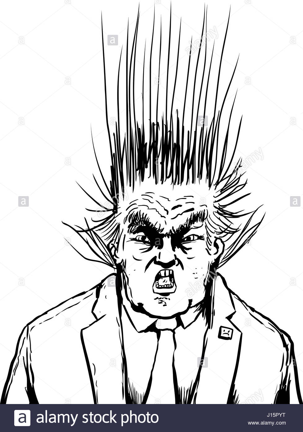 978x1390 April 18, 2017. Outline Sketch Of Donald Trump With Hair Standing