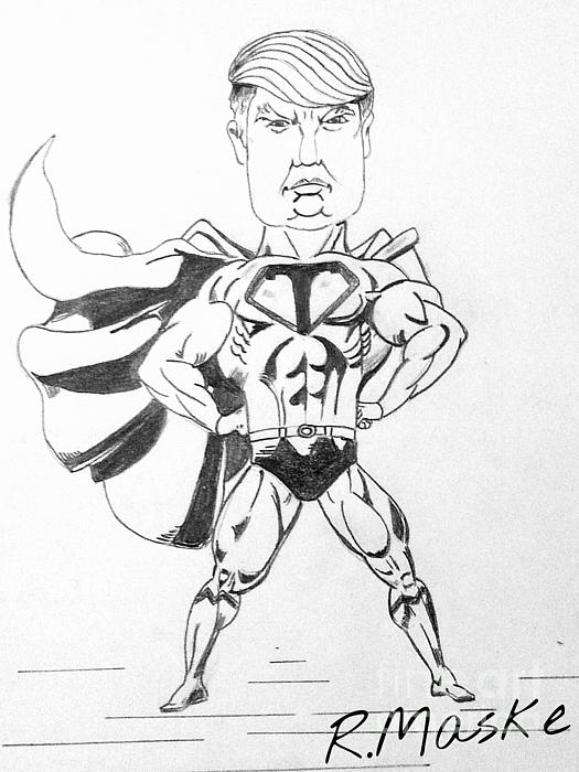 525x700 Super Trump Drawing By Randy Maske