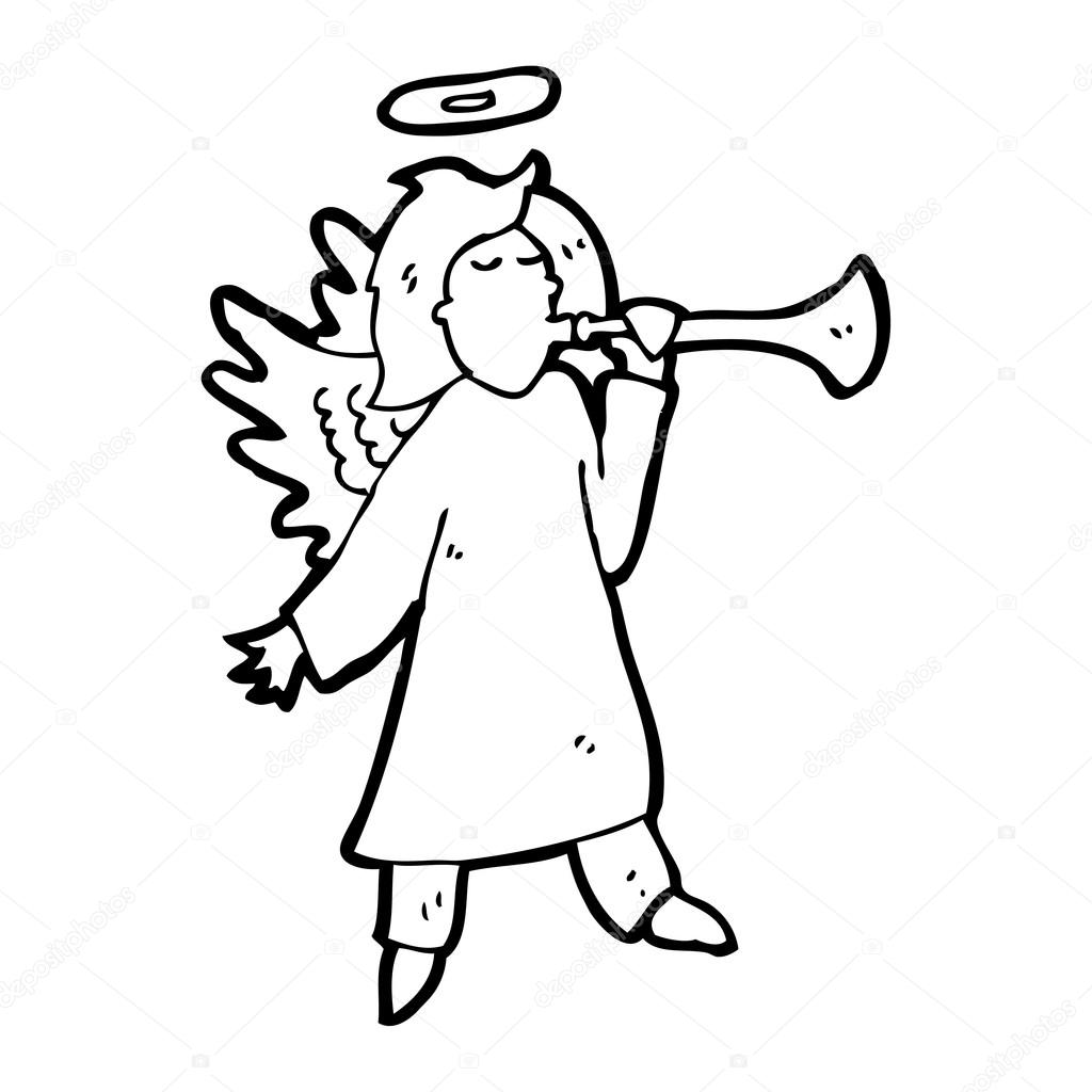 1024x1024 Cartoon Angel Playing Trumpet Stock Vector Lineartestpilot