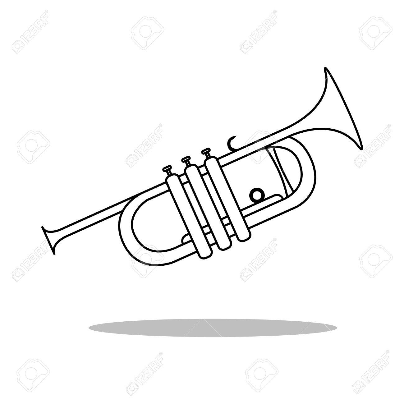 1300x1300 Simple Icon Trumpet Musical Instrument Silhouette Royalty Free
