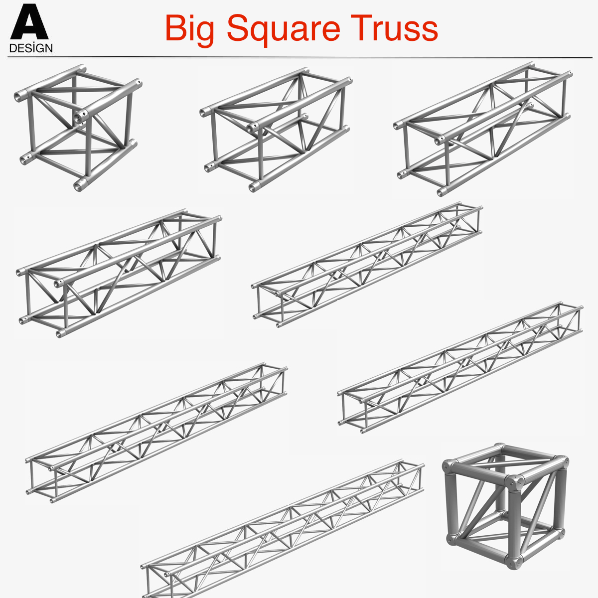 1200x1200 Big Square Truss (Collection 10 Modular Pieces) 3d Model Objects