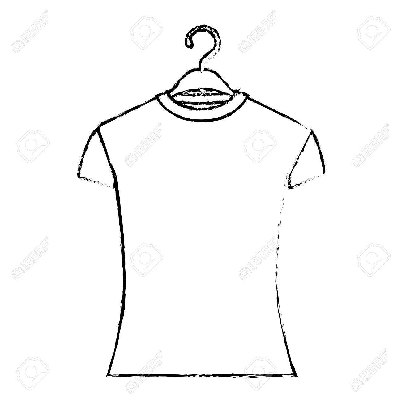 1300x1300 Monochrome Blurred Silhouette Of Woman T Shirt In Hanger. Royalty