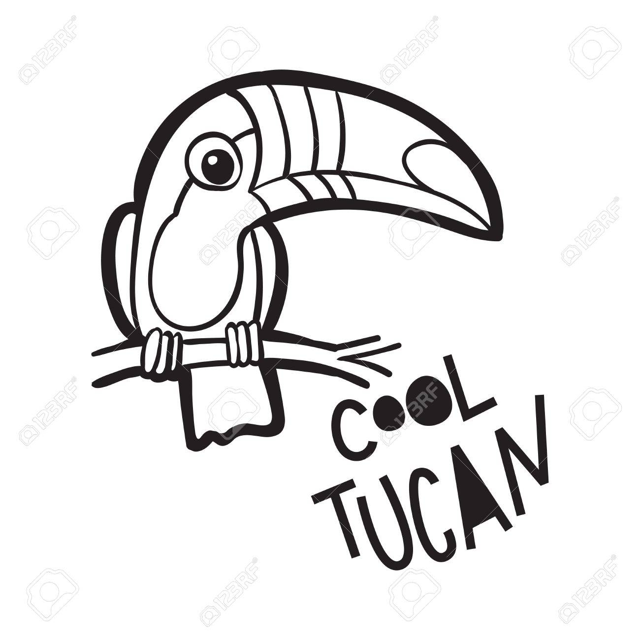 1300x1300 Coloring Book For Adults. Bird Toucan, In Cartoon Style.