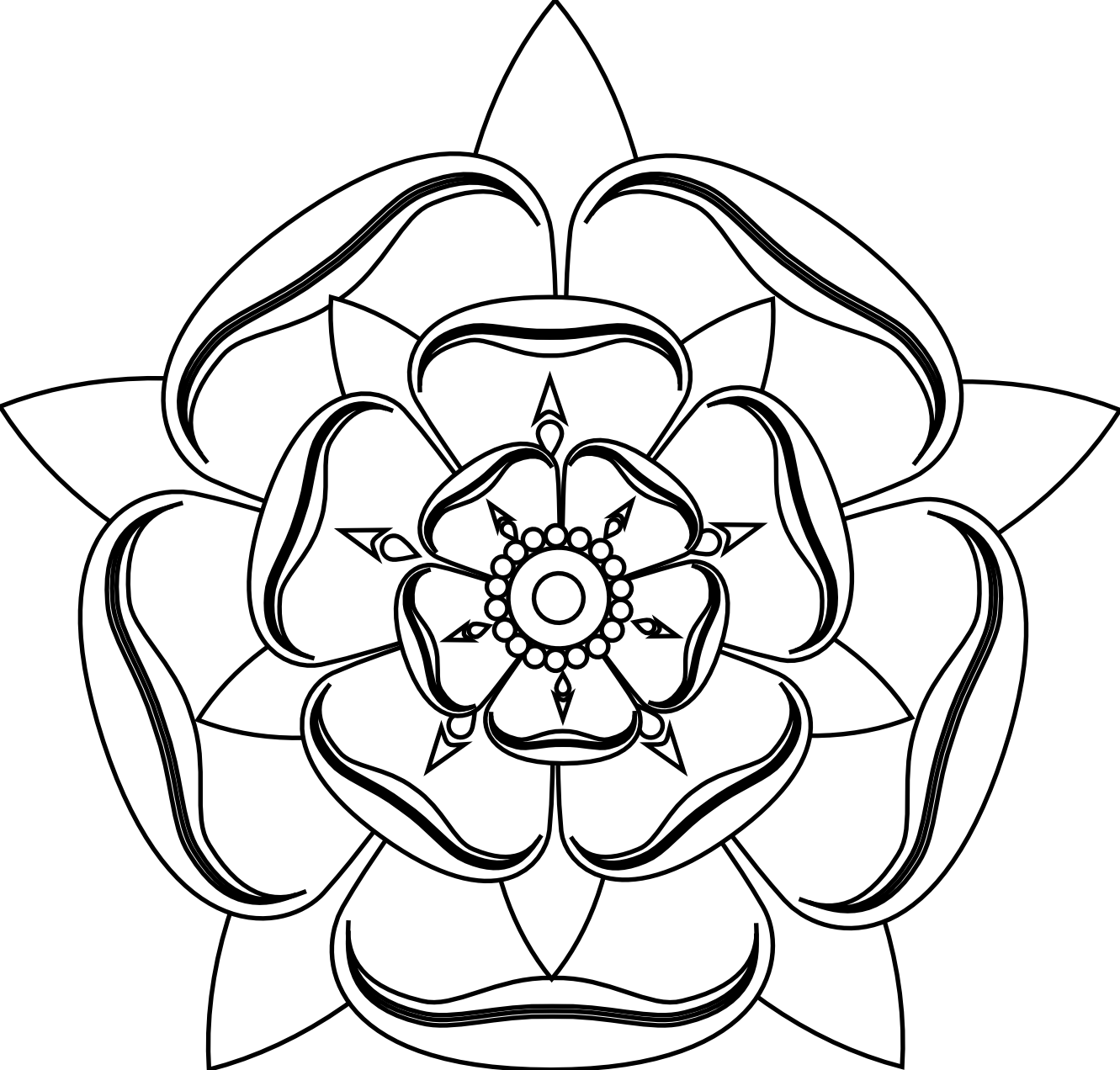 1331x1272 Tudor Rose Tattoo Black