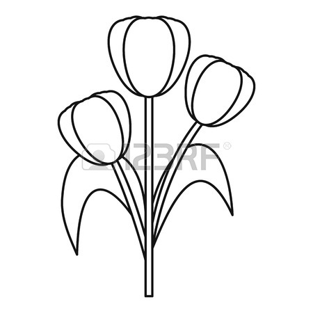 450x450 Three Tulips Icon, Outline Style Royalty Free Cliparts, Vectors