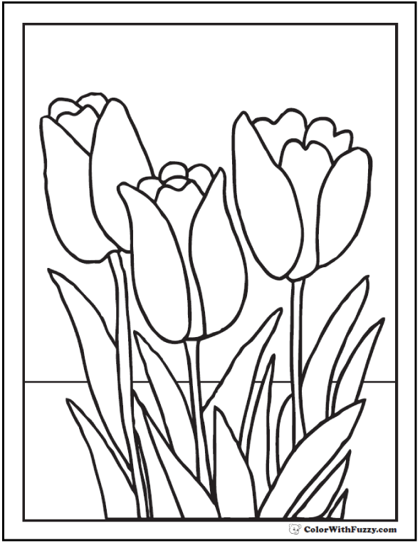 590x762 Tulip Flower Coloring Pages Pdf Printables