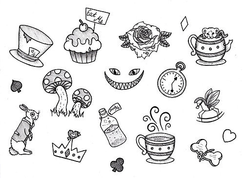 500x365 Drawn Alice In Wonderland Tumblr Drawing Cute