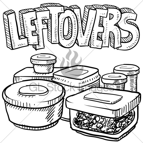 500x500 Holiday Leftovers Food Sketch Gl Stock Images