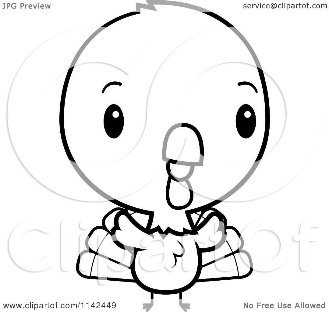 1080x1024 Cartoon Clipart Of A Black And White Cute Baby Turkey Bird