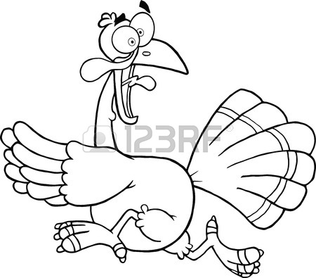 450x395 Black And White Turkey Escape Cartoon Mascot Character Royalty