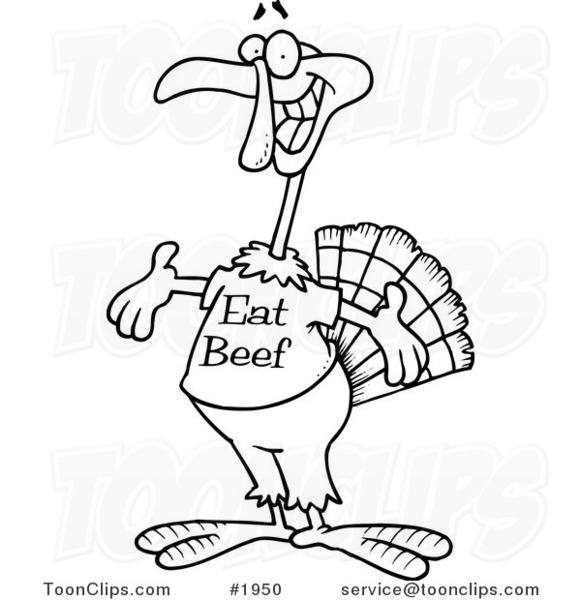 581x600 Cartoon Blackd White Line Drawing Of A Turkey Bird Wearing