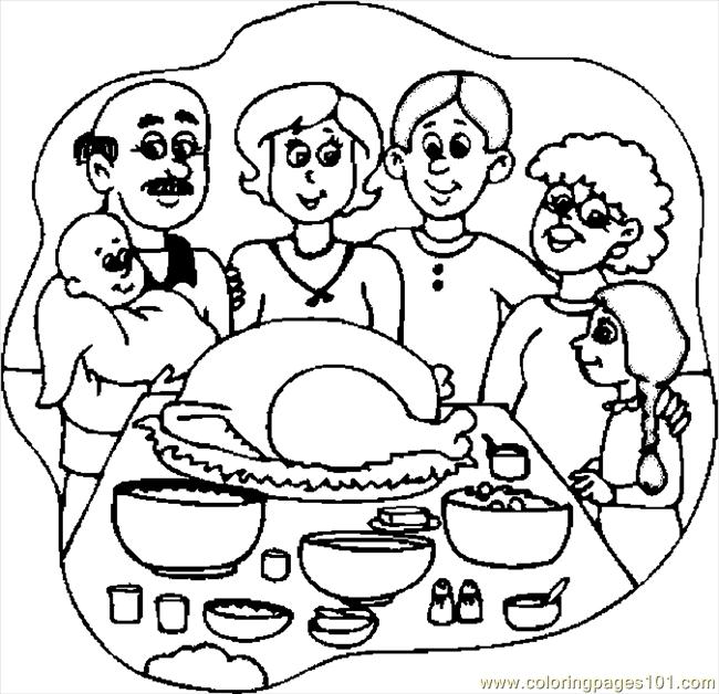 650x628 Thanksgiving Dinner 3 Coloring Page