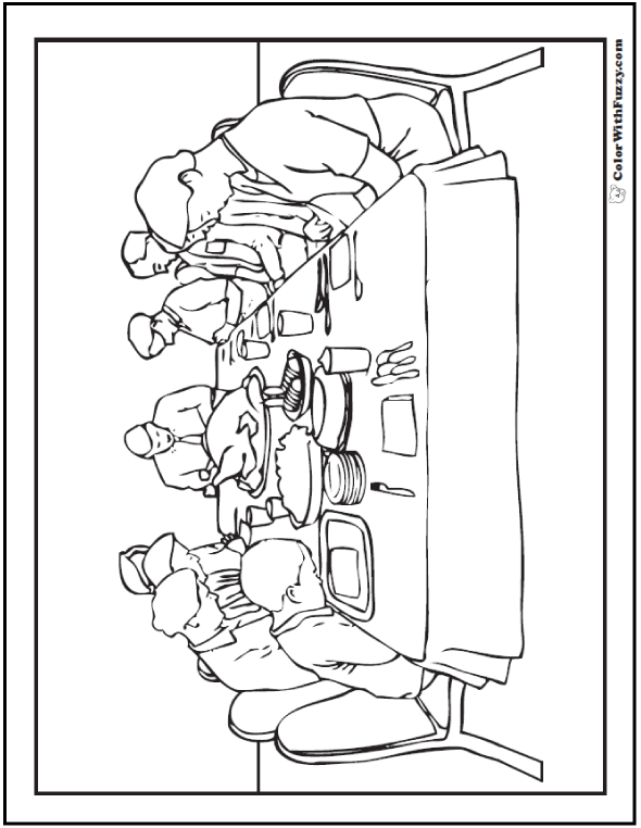 590x762 Christmas Or Thanksgiving Dinner Printable Coloring