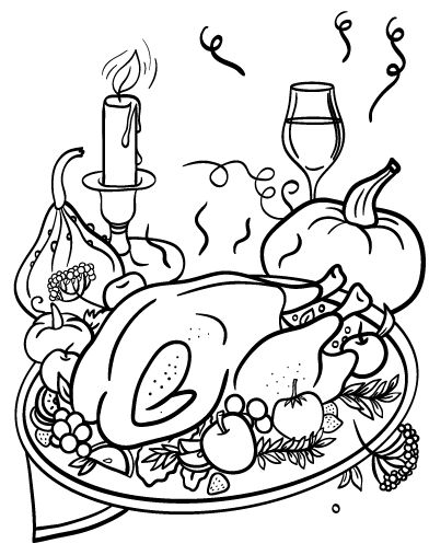 392x507 Thanksgiving Turkey Dinner Coloring Pages Printable For Beatiful