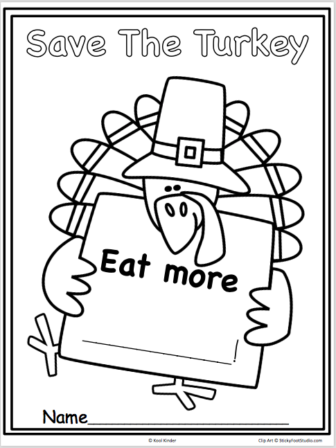 485x647 Save The Turkey Poster Kindergarten November