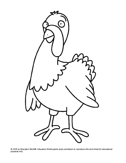 480x621 Turkey Drawing Template Free Download