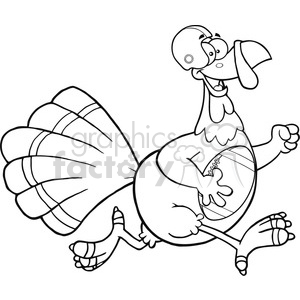 300x300 Royalty Free Black And White Football Turkey Bird Cartoon