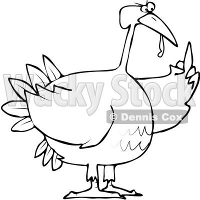 400x400 Of A Cartoon Black And White Angry Chubby Thanksgiving Turkey Bird