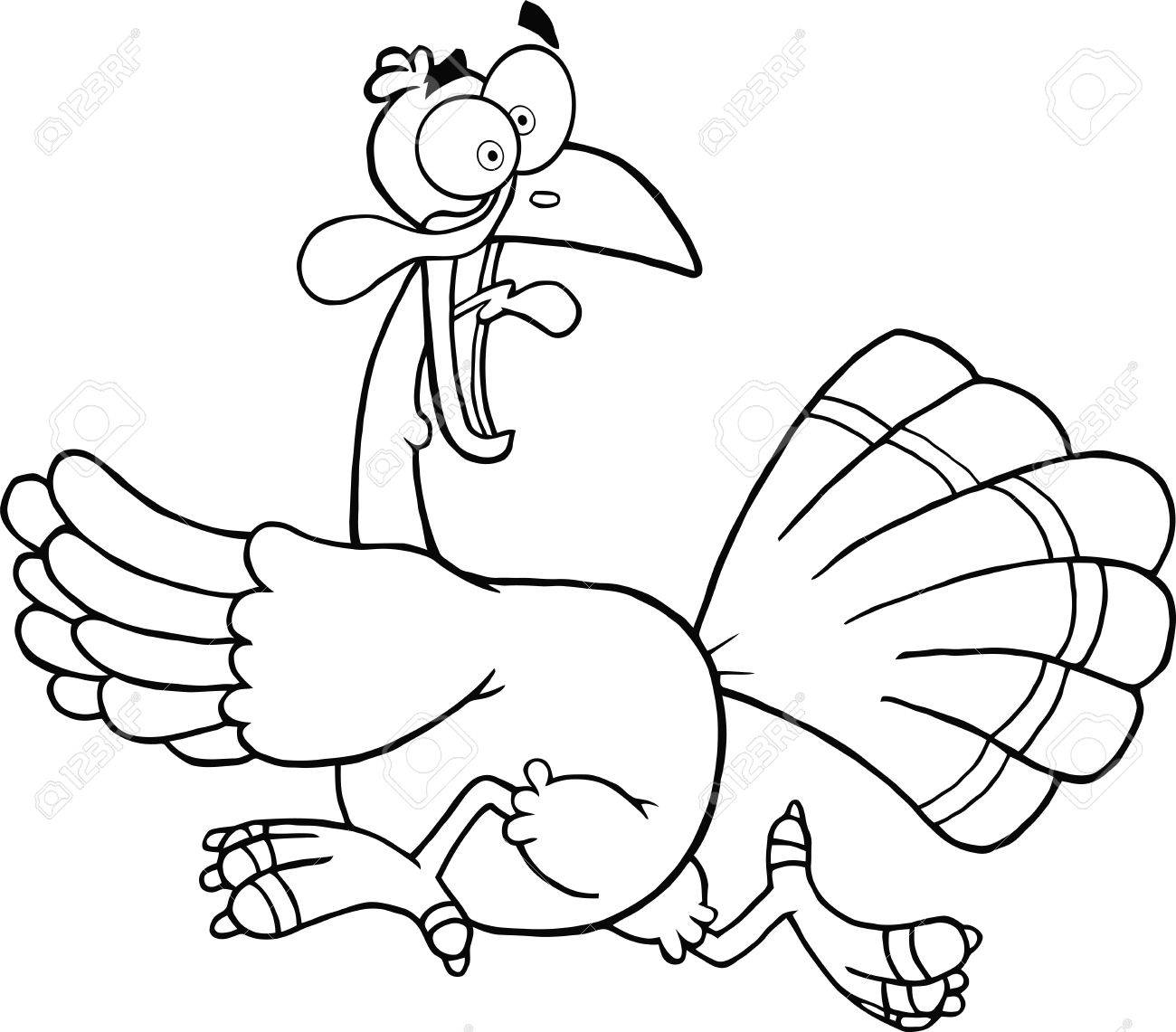 1300x1141 Black And White Turkey Escape Cartoon Mascot Character Royalty