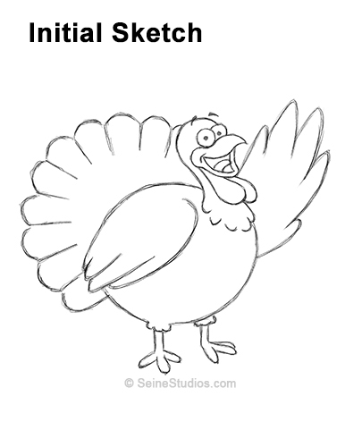 386x500 How To Draw A Cartoon Thanksgiving Turkey