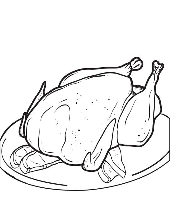 542x700 Free Printable Cooked Thanksgiving Turkey Coloring Page For Kids