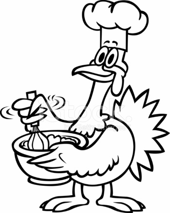 351x439 Turkey Chef Outline Stock Vector