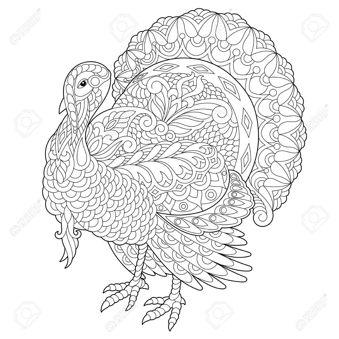 1300x1300 Coloring Page Of Turkey For Thanksgiving Day Greeting Card